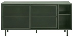 Cassettiera bassa in metallo verde scuro con ante scorrevoli 160x75 cm Veep - Unique Furniture