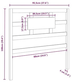 Testiera per Letto Grigia 95,5x4x100 cm Legno Massello di Pino