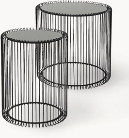 Set di 2 tavolini in metallo con piano in vetro Wire