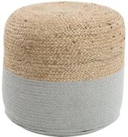 Pouf ottomana grigio iuta perline EPS riempimento rotondo 46 cm stile boho