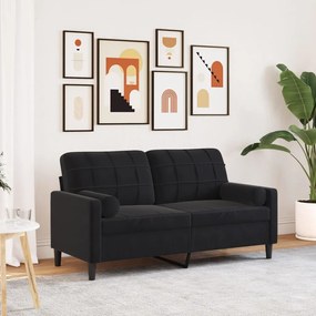 Divano A 2 Posti Con Cuscini Nero 140 Cm İn Velluto /