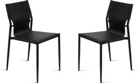 Sedia in simil cuoio Nero con struttura in metallo Nero SVEVA 2 sedie