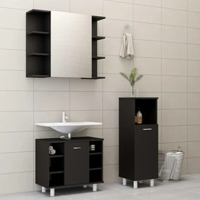 Set Mobili Da Bagno 3 Pz Nero İn Truciolato /