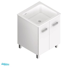 Lavatoio a Terra 60x50 Cm Due Ante Con Vasca Xilon "Nanco"