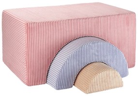 Gioco per psicomotricità rosa in velluto a coste 3 pz altezza totale 37 cm 75x49 cm Rainbow Montessori – Wigiwama