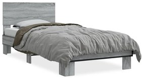 Giroletto grigio sonoma 90x190cm in legno multistrato e metallo