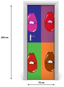 Adesivo per porta Labbra colorate 75x205 cm