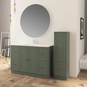 Mobile bagno da terra con lavabo HAMPTON L 120 x H 86 x P 46 cm verde opaco, bianco lucido, bronzo in mdf effetto legno per vasca centrale