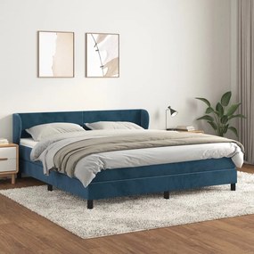 Giroletto A Molle Con Materasso Blu Scuro 160x200 Cm İn Velluto /