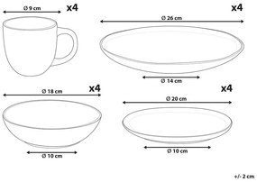 Servizio di piatti e posate 16 pezzi gres porcellanato COSTMARY Beliani