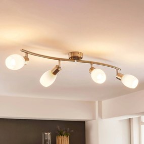 Lindby fatto Arda, 70 cm, a 4 luci, nichel, vetro, E14