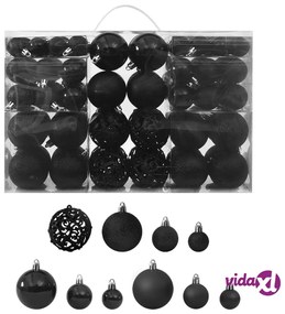 vidaXL Set Palline di Natale 100 pz Nero