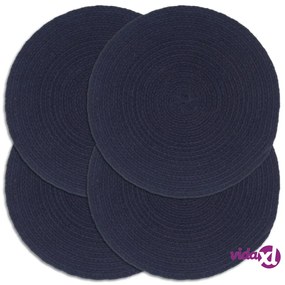 vidaXL Tovagliette 4 pz Blu Marino Neutro 38 cm Rotonde in Cotone
