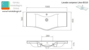 Kamalu - lavandino sospeso bagno 100cm litos-bs10
