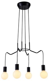 Lampadario a sospensione con filo BASSO 4xE27/40W/230V nero