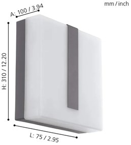 Eglo 97219 - Applique a LED da esterno TORAZZA-C LED/14W/230V