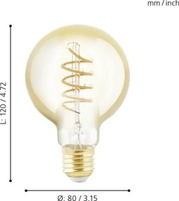 Lampadina LED dimmerabile VINTAGE G80 E27/4W/230V 2200K - Eglo 11876