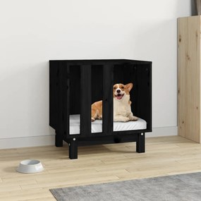 Casetta per cani nero 50x40x52 cm in legno massello di pino
