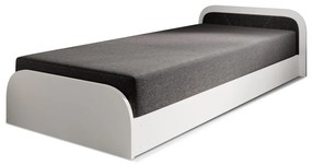 Letto singolo imbottito/in truciolato bianco/grigio scuro con contenitore e materasso inclusi 80x190 cm Parys – ELTAP