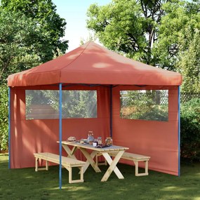 Tendone Per Feste Pieghevole Pop-up Con 2 Pareti Terracotta /