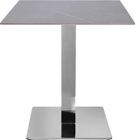 Tavolo bar ristorante 70x70 cm piano per esterno effetto Cemento e base argento H 75