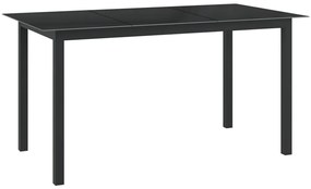 Tavolo da Giardino Nero 150x90x74cm in Alluminio e Vetro