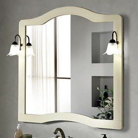 Specchio da bagno 100 cm in stile classico con cornice e 2 applique LONDON avorio