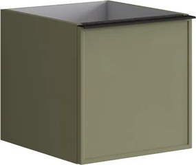 Cassettiera Pixel con 2 cassetti (1 interno) frontale Frame   laccato opaco verde salvia e maniglia alluminio nero opaco L.40 H.40 P.45,5 cm.