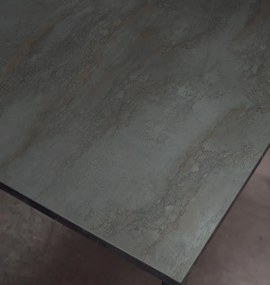 Tavolo TROPEA in legno, finitura acciaio ossidato e metallo verniciato antracite, allungabile 160&#215;90 cm &#8211; 220&#215;90 cm