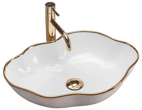 REA-U0696 - Lavabo da appoggio PEARL 38x50,5 cm ceramica/bianco lucido/oro