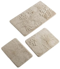 Set di 3 tappetini da bagno beige Orkide - Foutastic