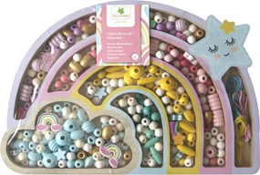 Perline di legno colori pastello – Arcobaleno, 330 pezzi