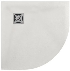 Piatto doccia in resina semicircolare FS25 bianco L 90 x L 90 x H 3 cm effetto pietra
