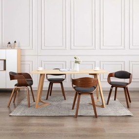 Sedie Da Pranzo 4 Pz İn Legno Piegato E Tessuto Grigio /