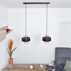 Lampadario LED a sospensione con filo VOLTA 2xE27/15W/230V nero/oro