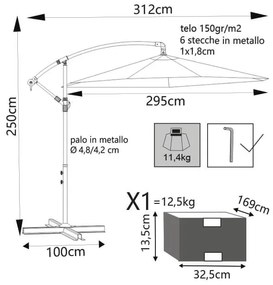 DELPHINUS - ombrellone da giardino decentrato