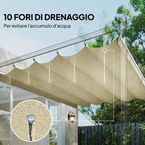 Tetto di Ricambio per Pergola Gazebo da Giardino 300x400 cm in Poliestere Crema...