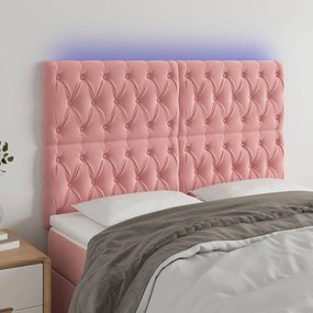 Testiera A Led Rosa 144x7x118/128 Cm İn Velluto /