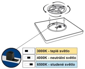 Top Light-Plafoniera LED REVIT LED/24W/230V 3000/4000/6500K 30x30 cm nero