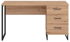 DODO - scrivania moderna con 3 cassetti colore rovere