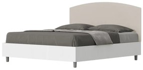 Letto Matrimoniale 160x200 cm struttura bianco frassino testata Ant - Similpelle,Tortora,Con rete