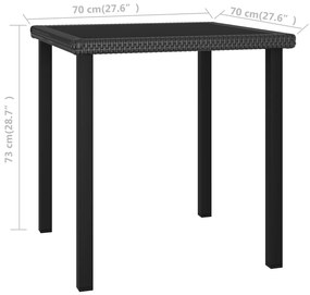 Set da Pranzo da Giardino 3 pz in Polyrattan Nero