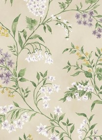 Nina Campbell Tapete Almora - Lilac/ Gold/ Eucaplyptus