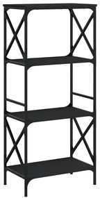 Libreria a 4 ripiani nera 59x35x132 cm in legno multistrato