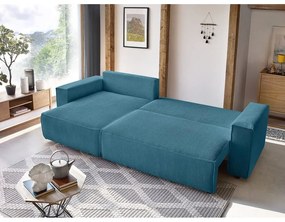 Divano letto a coste blu e turchese divano letto angolare Nihad - Bobochic Paris