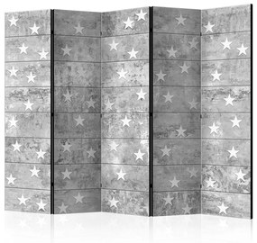 Paravento Stelline sul cemento II - stelle bianche su texture di cemento grigio