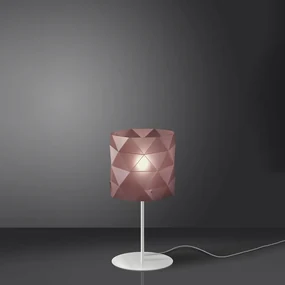 Lampada Da Tavolo Moderna 1 Luce Prisma Polilux Rosa Metallico H36 Made In Italy