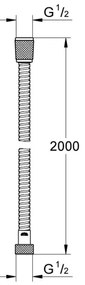 GROHE 22103000 - VITALIOFLEX METAL LONG-LIFE 2000 mm tubo doccia cromato