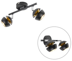 Faretto moderno a 2 luci nero con interno dorato - Buell Deluxe