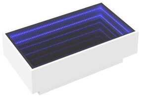 Tavolino salotto con led bianco 90x50x30 cm legno multistrato